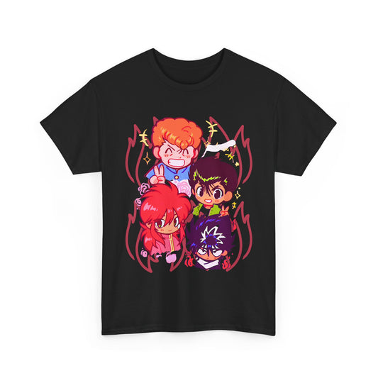 Yu Yu Hakusho T-Shirt – 100% Cotton Retro Anime Tee Featuring Yusuke and Team