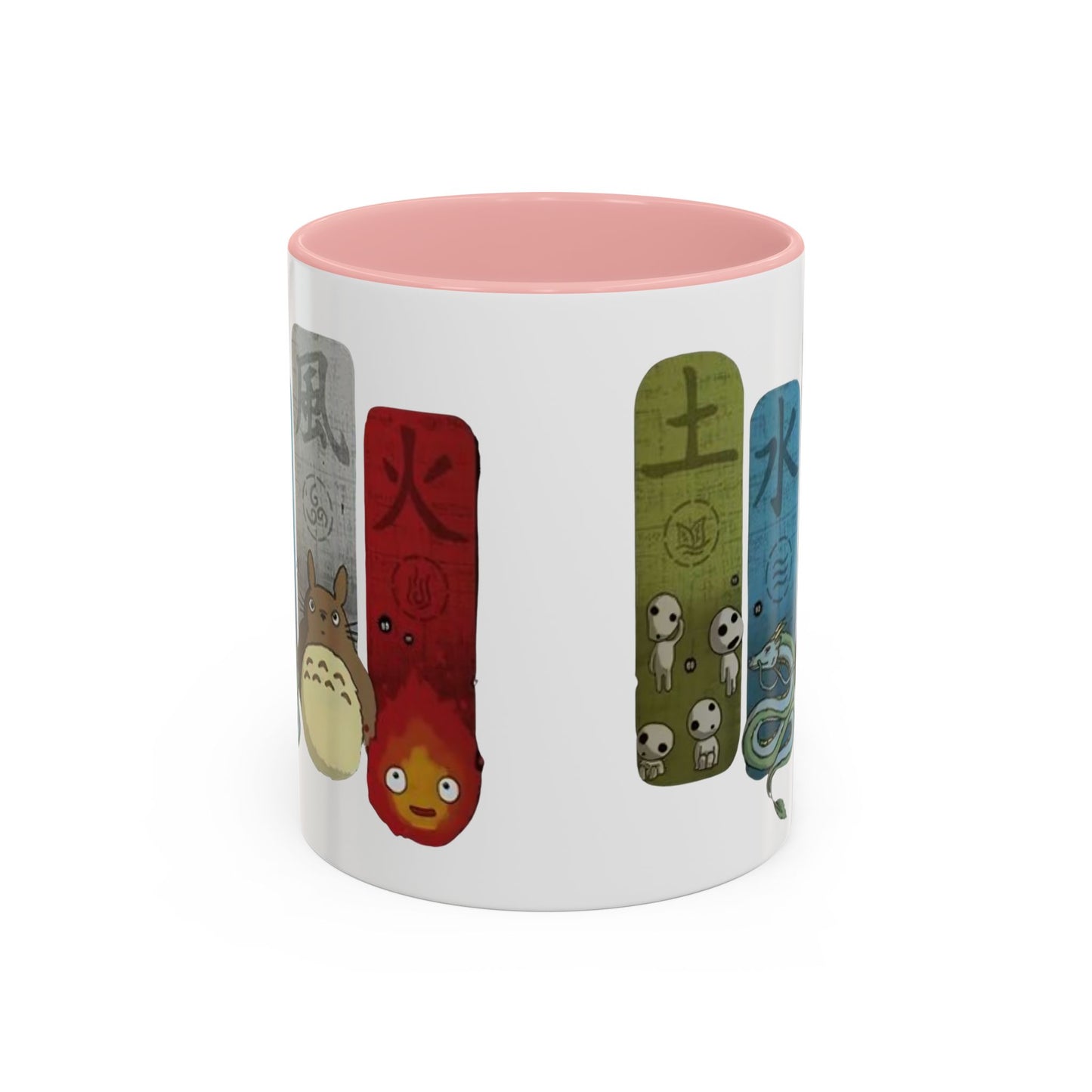 Studio Ghibli Figures Accent Mug – 11oz & 15oz Color Handle Anime Cup – Ghibli Character Coffee Mug for Fans