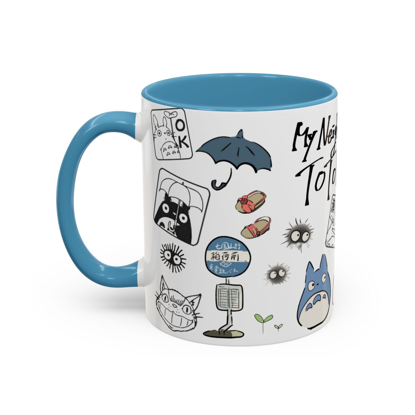 My Neighbor Totoro Accent Mug – Ghibli Collage Color Handle Cup 11oz & 15oz – Cute Anime Coffee Mug Gift