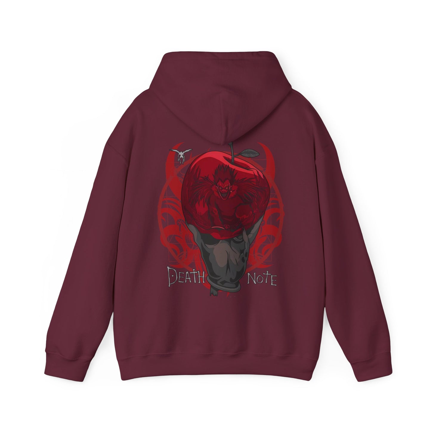 Death Note Apple Back Print Hoodie – 100% Cotton Anime Hoodie with Ryuk Red Apple Design