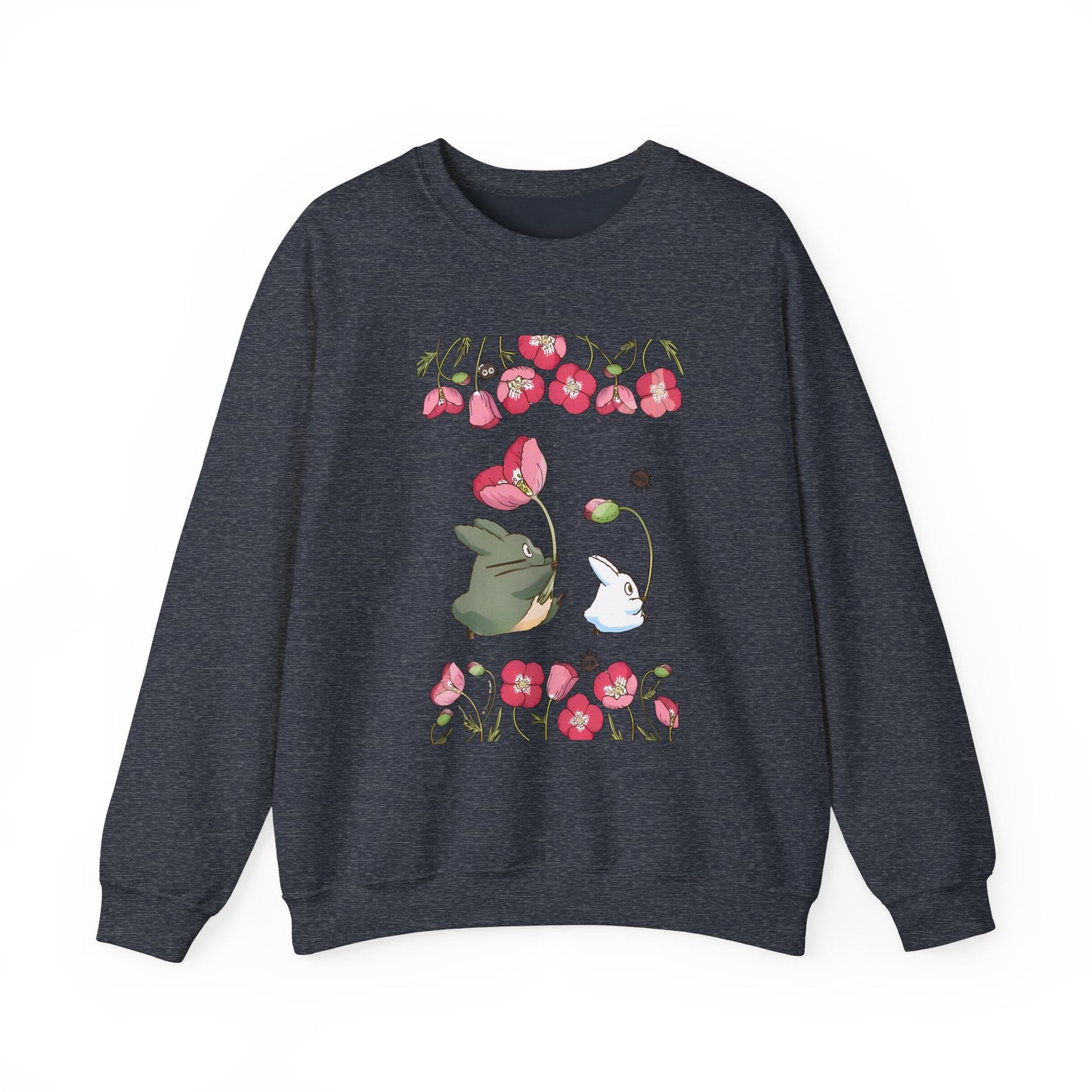 Totoro Cute Flowers Sweatshirt – 100% Cotton Studio Ghibli Cozy Anime Pullover