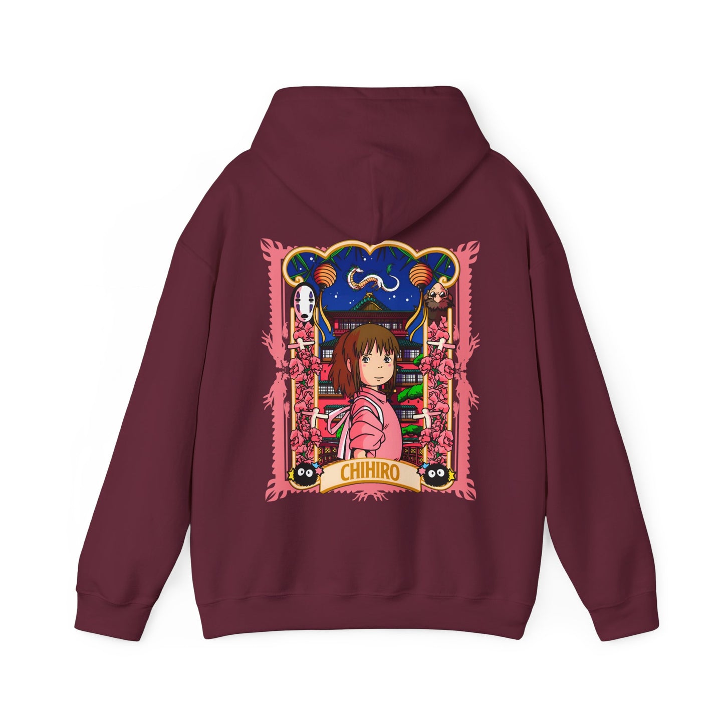 Spirited Away Chihiro Back Print Hoodie – 100% Cotton Studio Ghibli Hoodie for Anime Fans