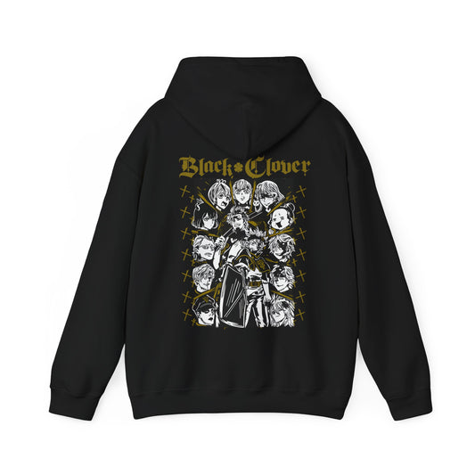 Black Clover Back Print Hoodie – 100% Cotton Anime Sweatshirt with Asta, Yuno & Noelle – Stylish Back Graphic Pullover