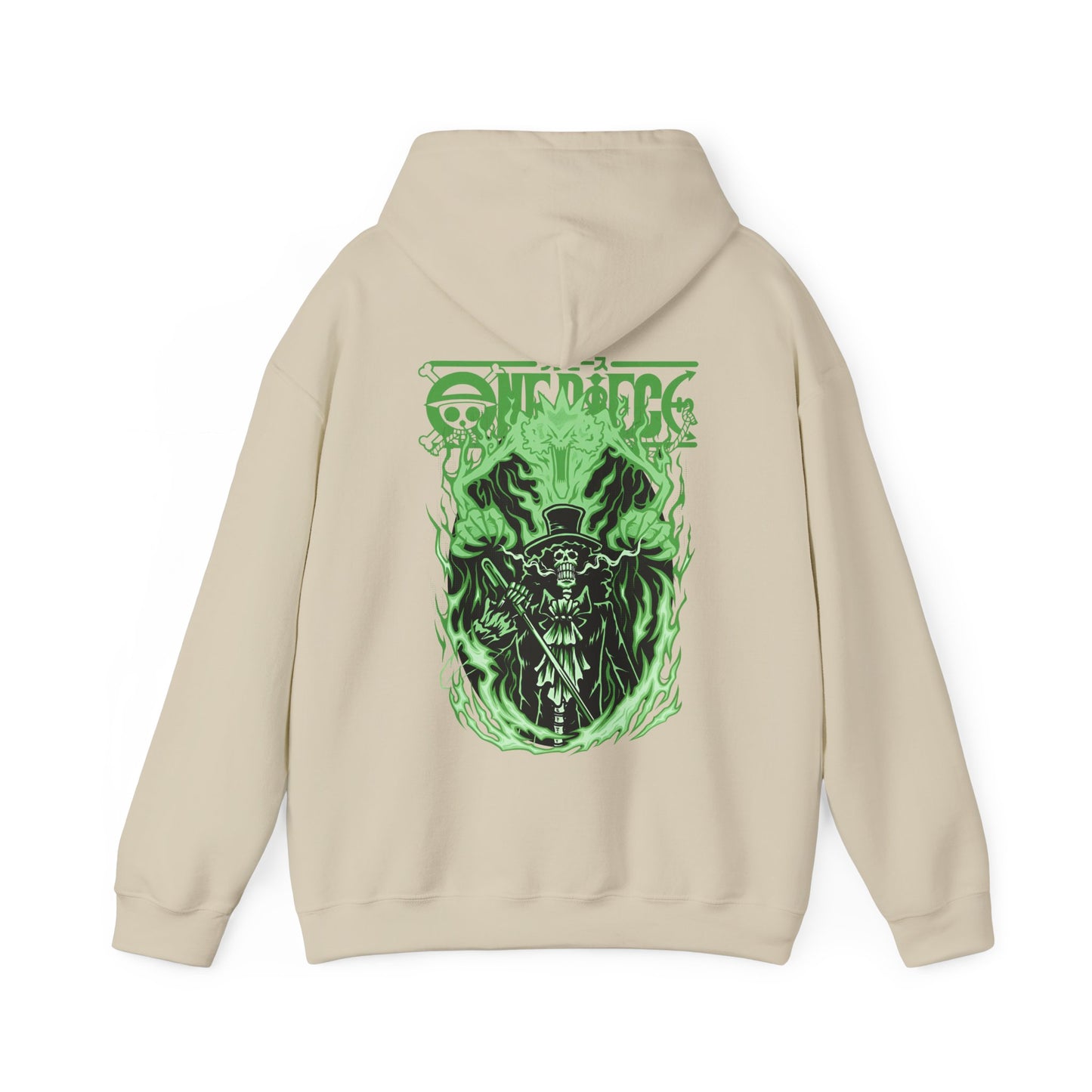 Brook One Piece Hoodie with Back Print – 100% Cotton Anime Pullover for Soul King Fans