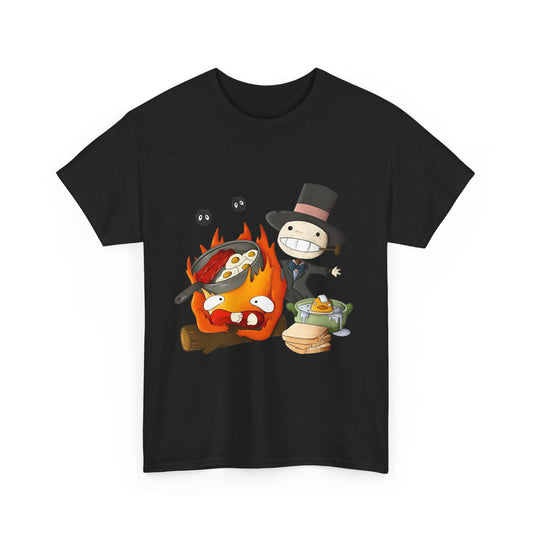 Calcifer Breakfast Shirt – Ghibli Cotton Tee for Anime Fans