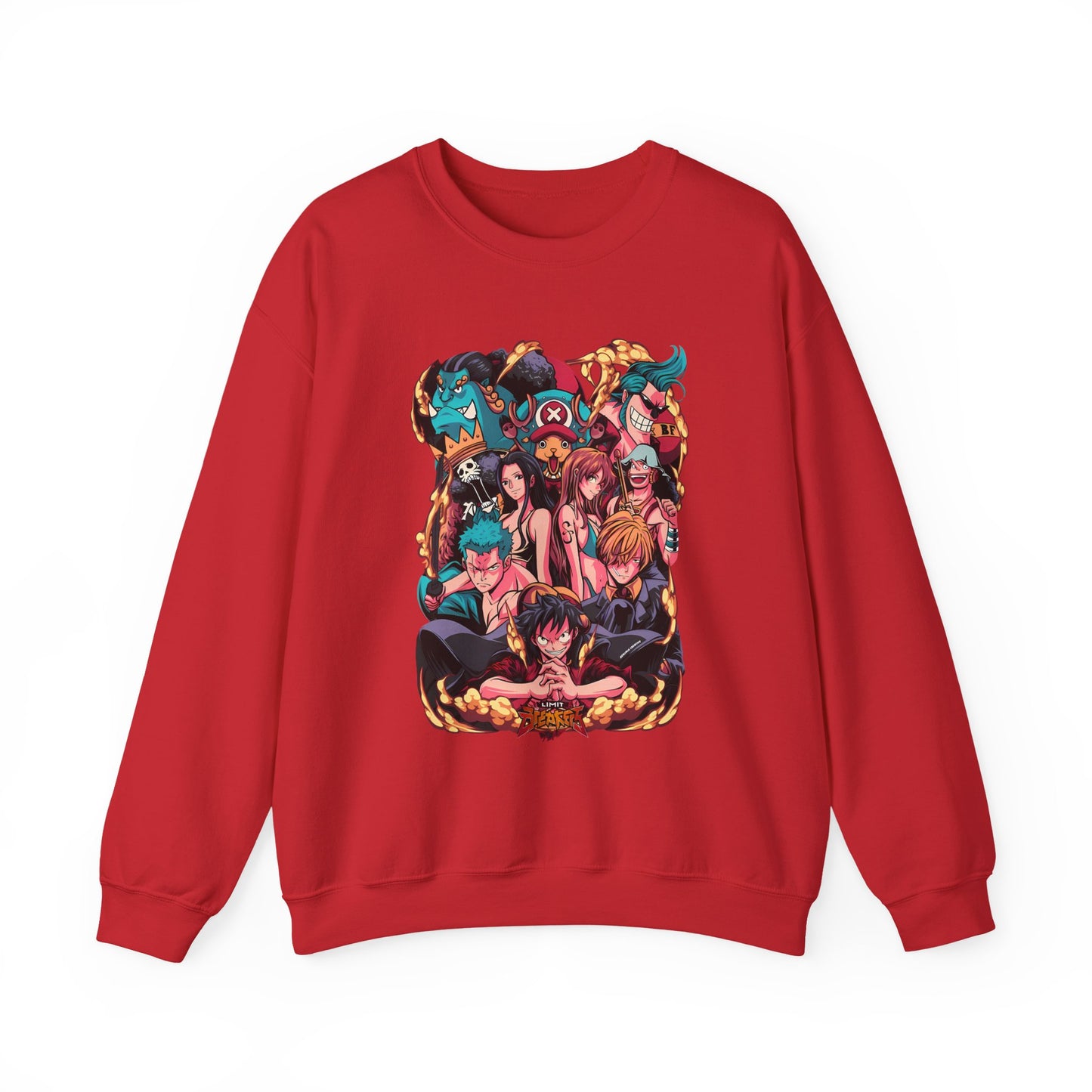 One Piece Characters Sweatshirt – 100% Cotton Anime Pullover Featuring Straw Hat Crew