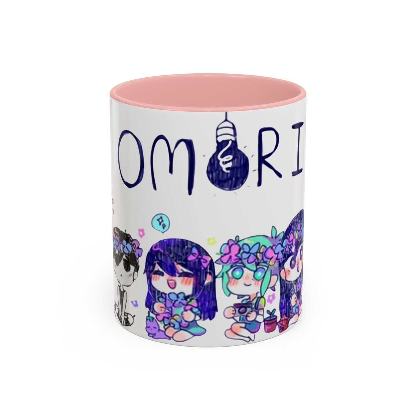 Family Omori Accent Handle Mug – 11oz & 15oz Color Handle Ceramic Cup – Cute Indie Game Gift for Omori Fans