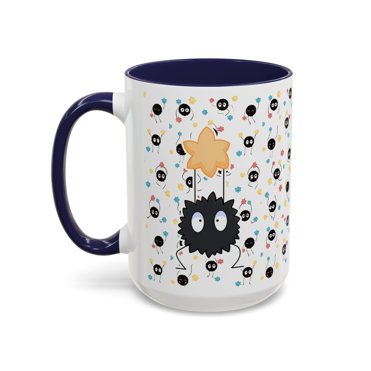 Soot Sprites Accent Mug – Studio Ghibli Color Handle Cup – 11oz & 15oz Ceramic Anime Gift