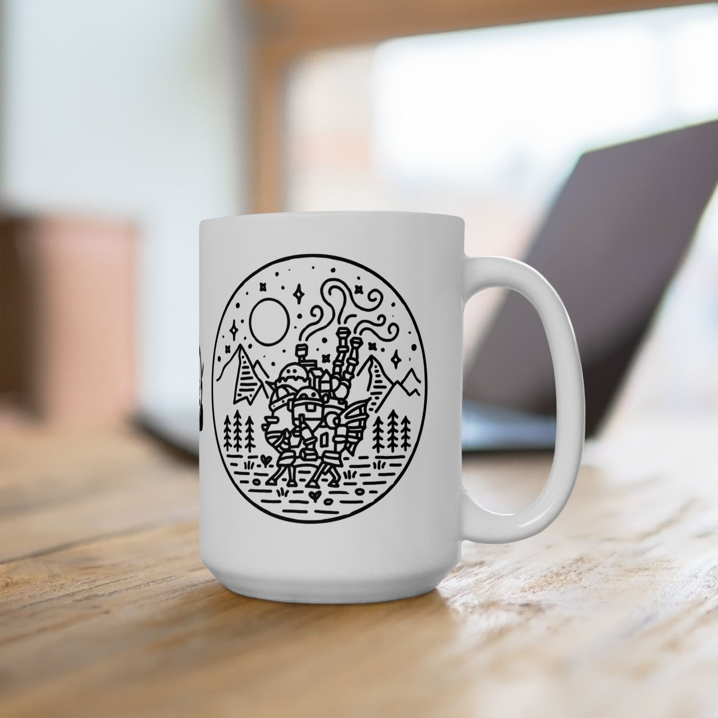 Calcifer Demon Fire Mug – Howl’s Moving Castle Anime Cup – 11oz & 15oz Ceramic Ghibli Gift