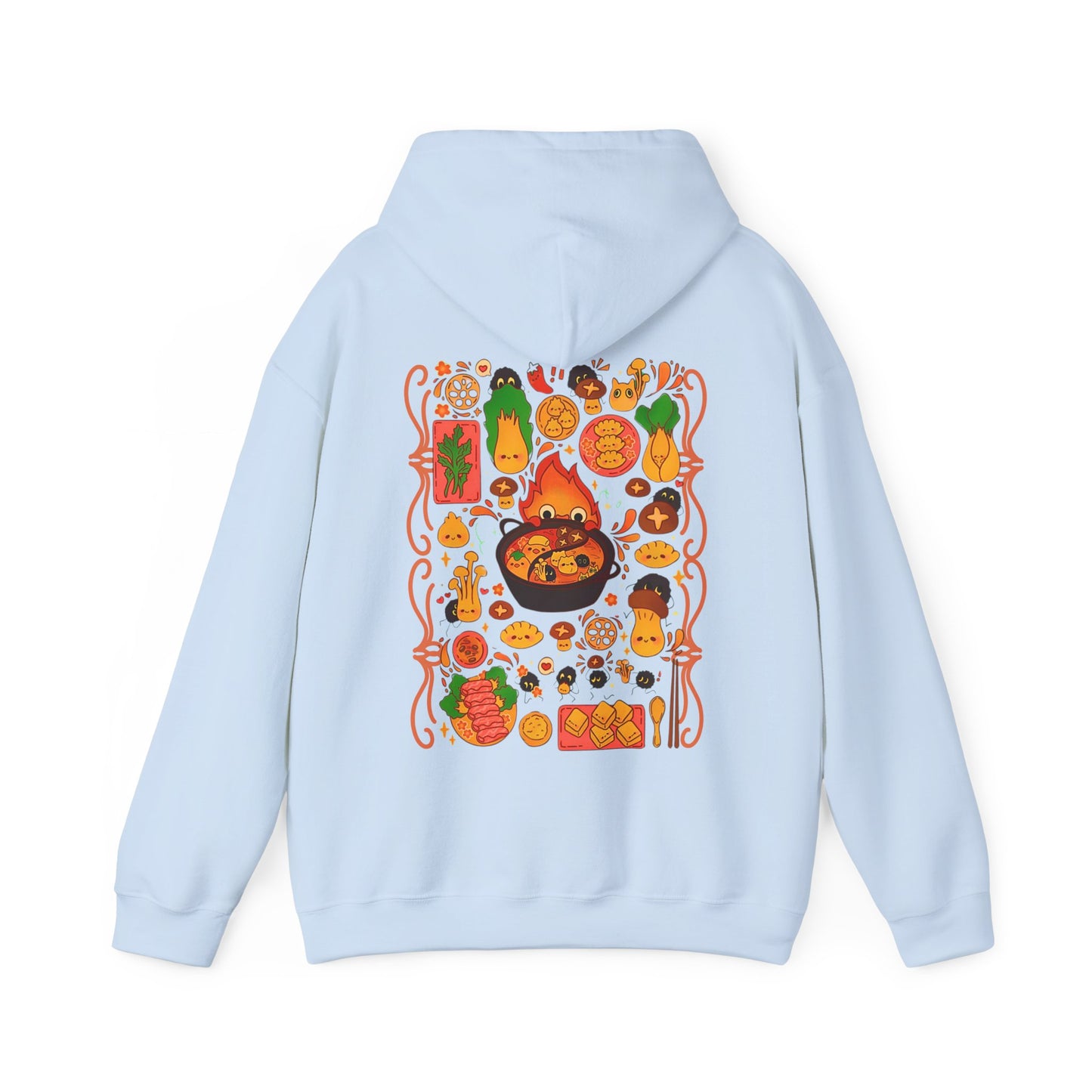 Calcifer Breakfast Back Print Hoodie – 100% Cotton Howl’s Moving Castle Studio Ghibli Hoodie