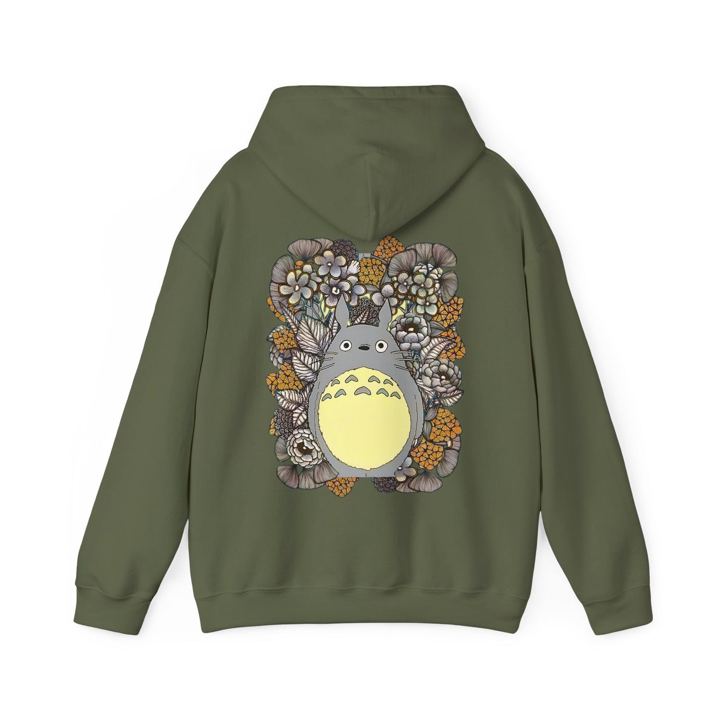 Totoro Plants Back Print Hoodie – 100% Cotton Studio Ghibli Hoodie with Totoro and Nature Design