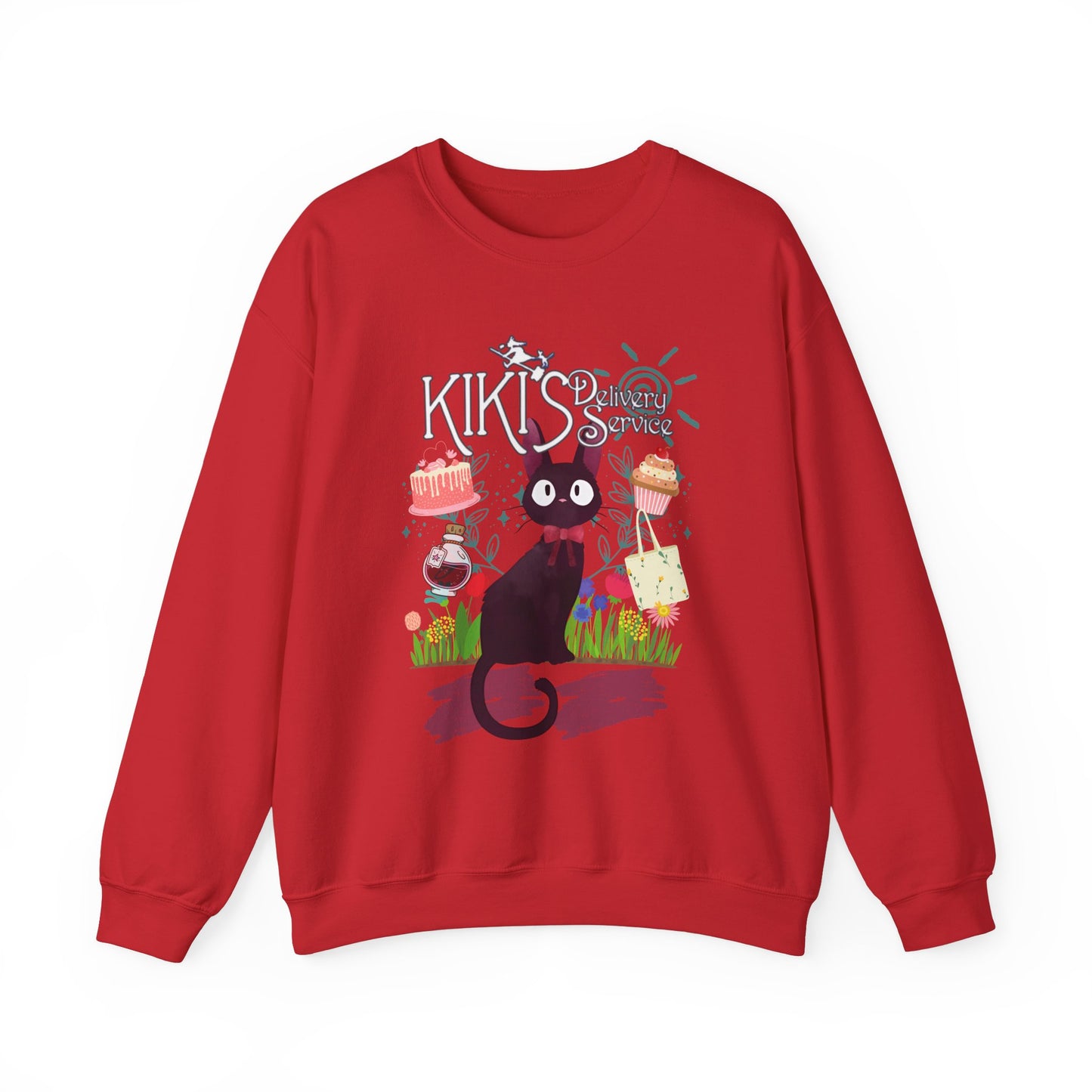 Jiji Collage Studio Ghibli Sweatshirt – Cozy 100% Cotton Anime Pullover Featuring Kiki’s Cat