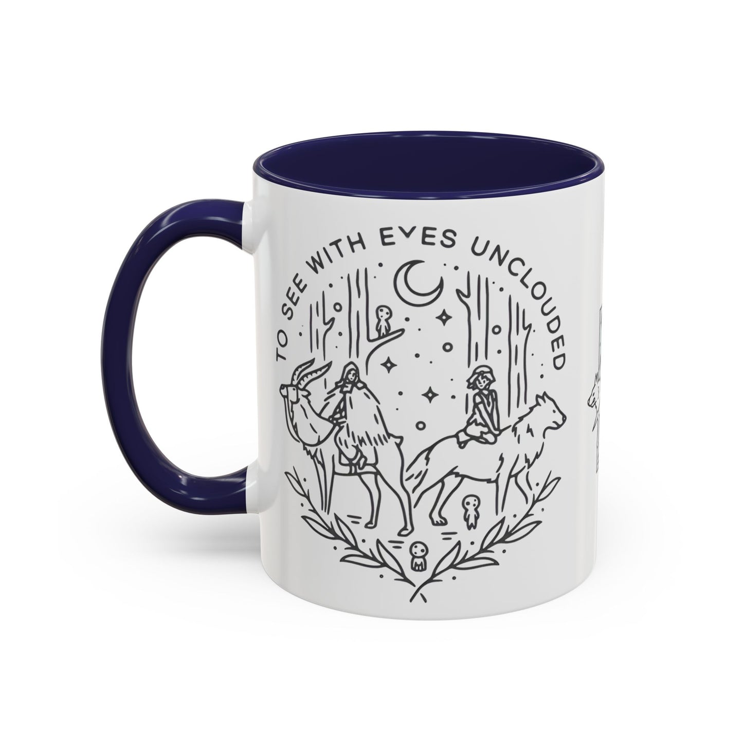 Princess Mononoke Art Accent Mug – Studio Ghibli Coffee Cup with Colored Handle – 11oz & 15oz Ceramic Anime Gift