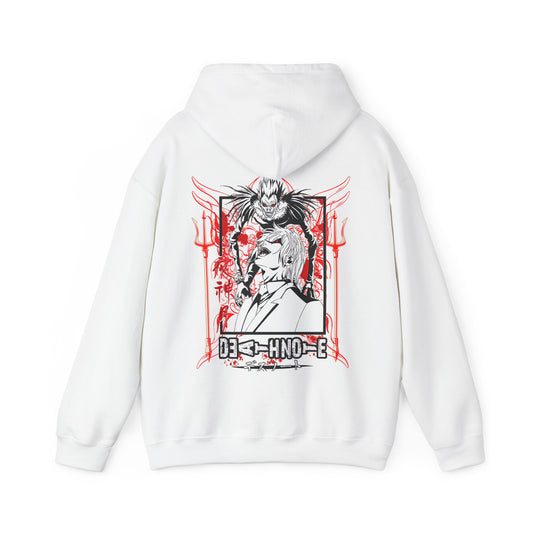 Death Note Back Print Hoodie – 100% Cotton Anime Pullover Featuring Ryuk, Light & L