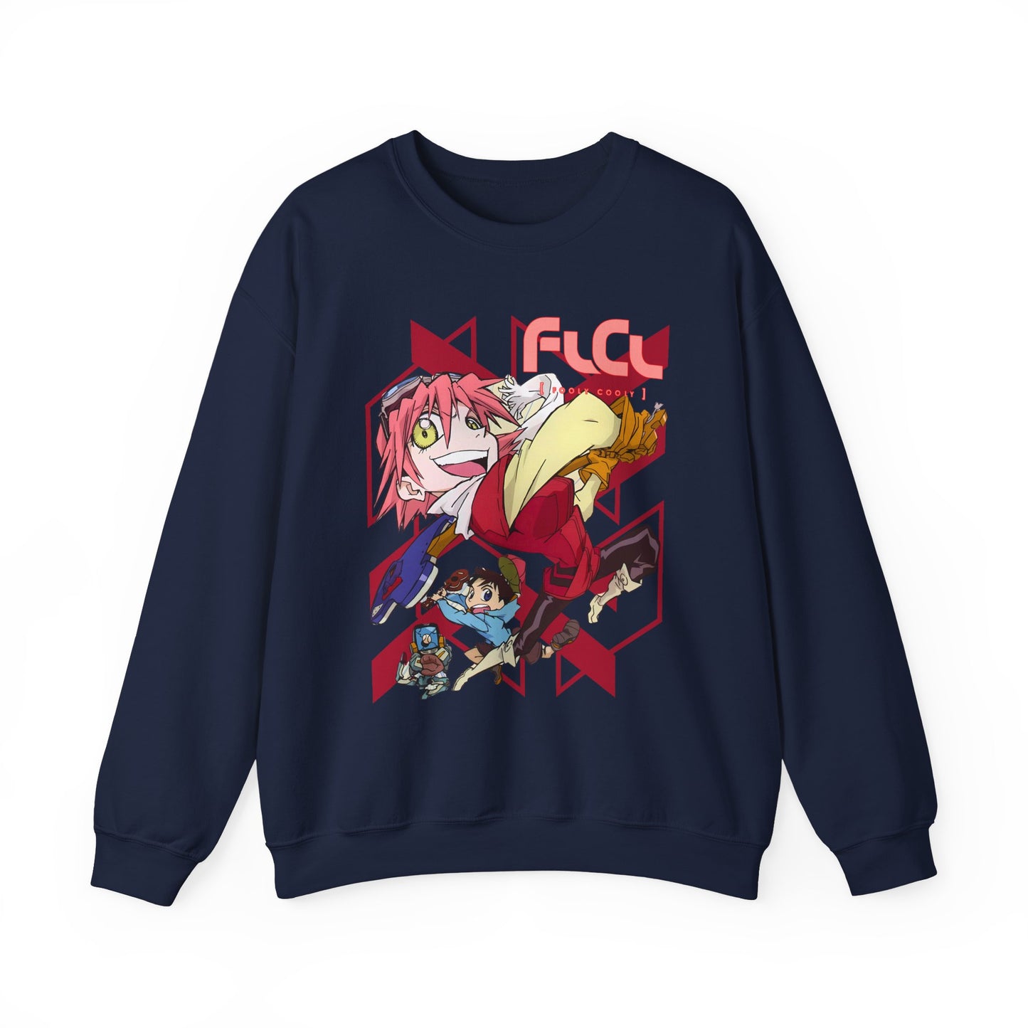 FLCL Sweatshirt – 100% Cotton Gildan 18000 | Fooly Cooly Retro Anime Pullover for True Fans
