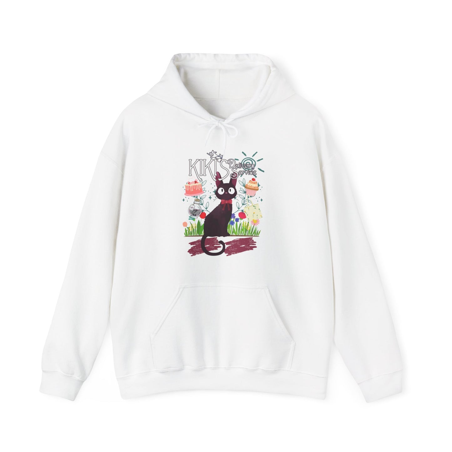 Jiji Collage Studio Ghibli Hoodie – 100% Cotton Anime Hoodie Featuring Kiki’s Delivery Service Cat
