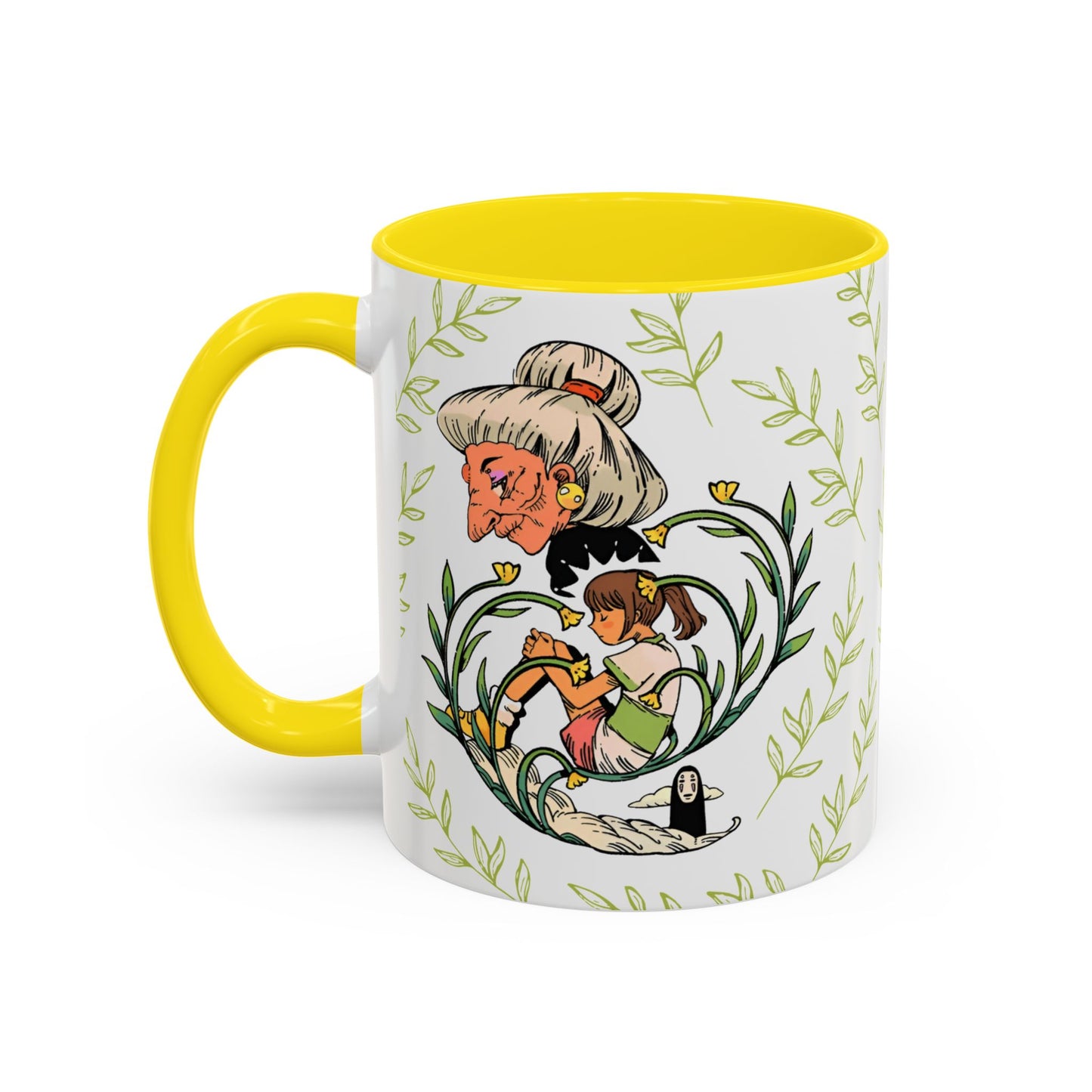 Spirited Away Chihiro Accent Mug – Studio Ghibli Coffee Cup with Colored Handle – 11oz & 15oz Ceramic Anime Gift