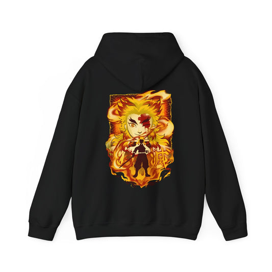 Kyojuro Rengoku Demon Slayer Back Print Hoodie – 100% Cotton Anime Hoodie for Flame Hashira Fans