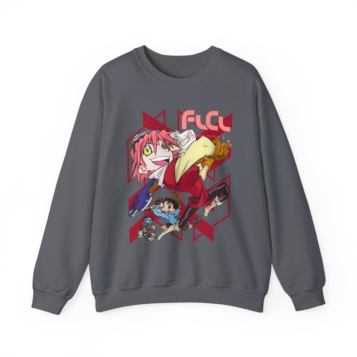 FLCL Sweatshirt – 100% Cotton Gildan 18000 | Fooly Cooly Retro Anime Pullover for True Fans