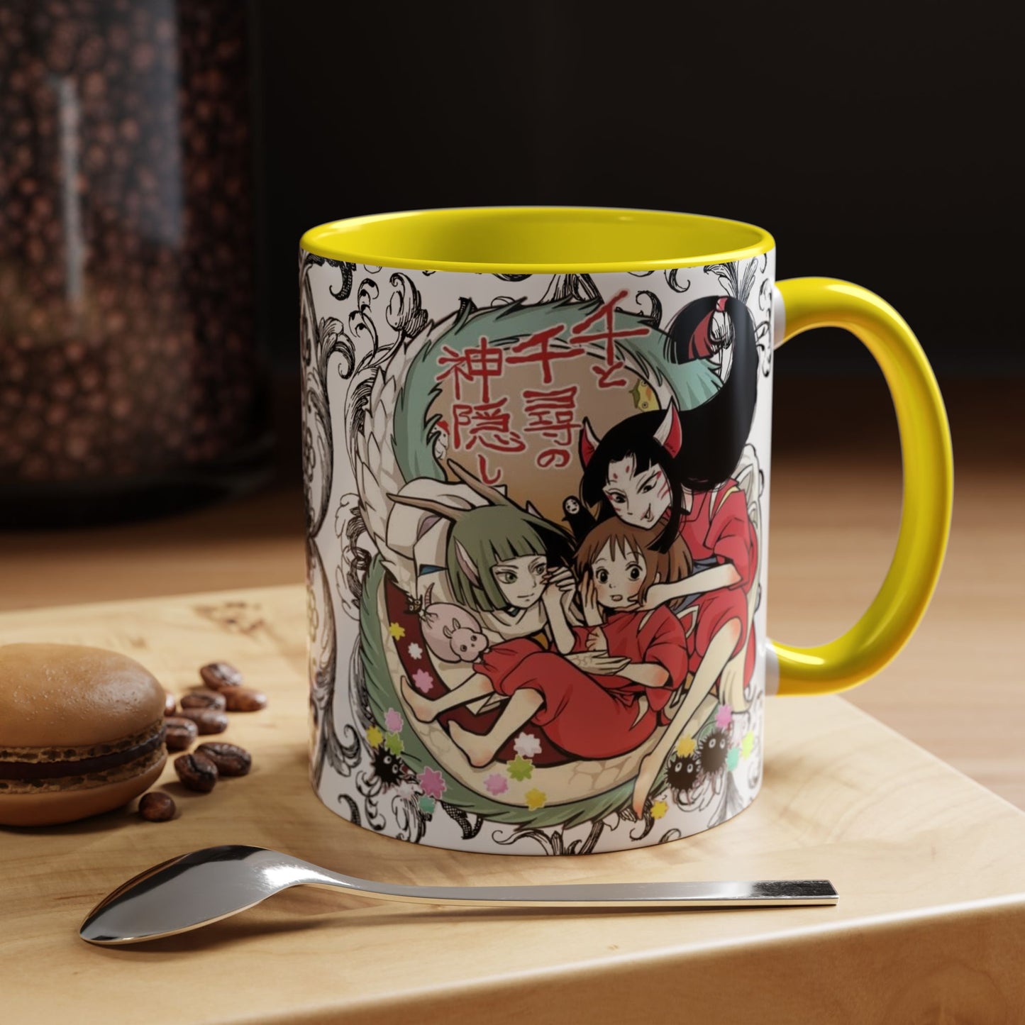 Spirited Away Cool Accent Mug – Studio Ghibli Color Handle Coffee Cup – 11oz & 15oz Ceramic Gift for Anime Fans