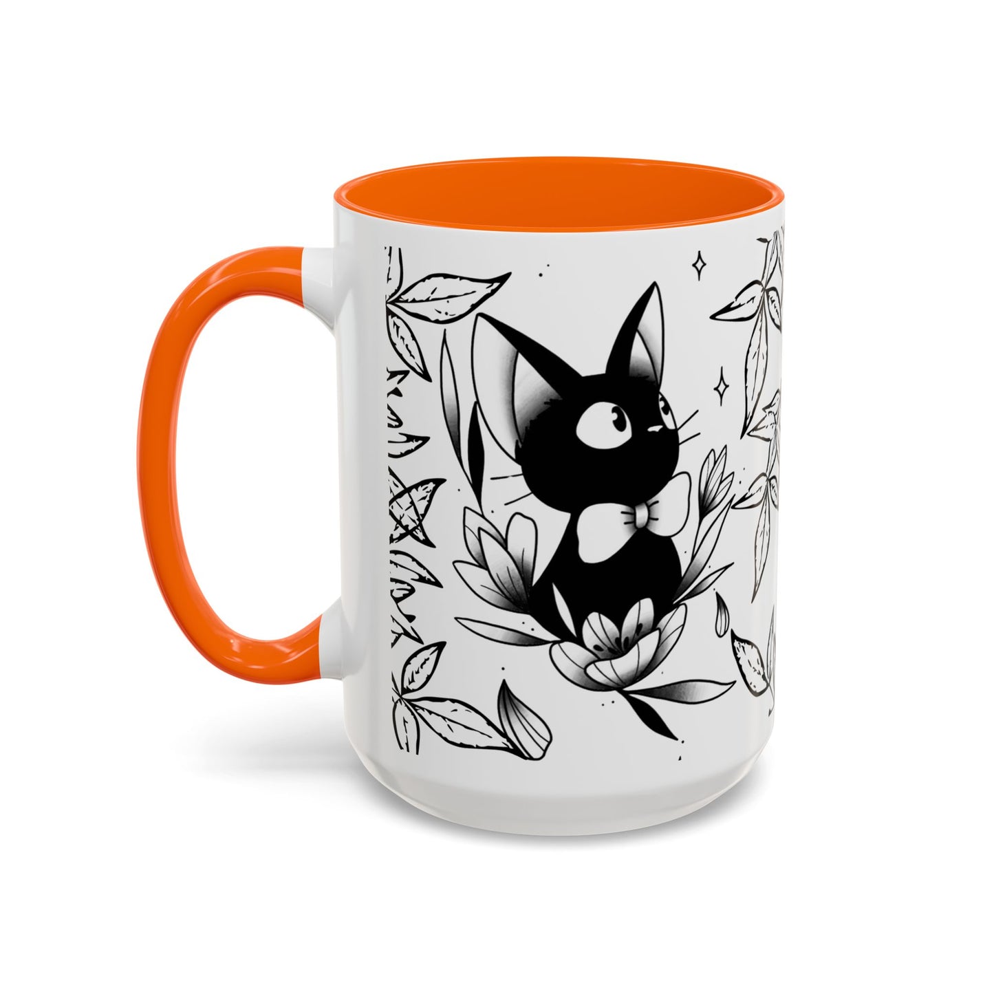 Jiji Cat Studio Ghibli Mug – 11oz & 15oz Accent Handle Coffee Cup – Cute Kiki’s Delivery Service Gift