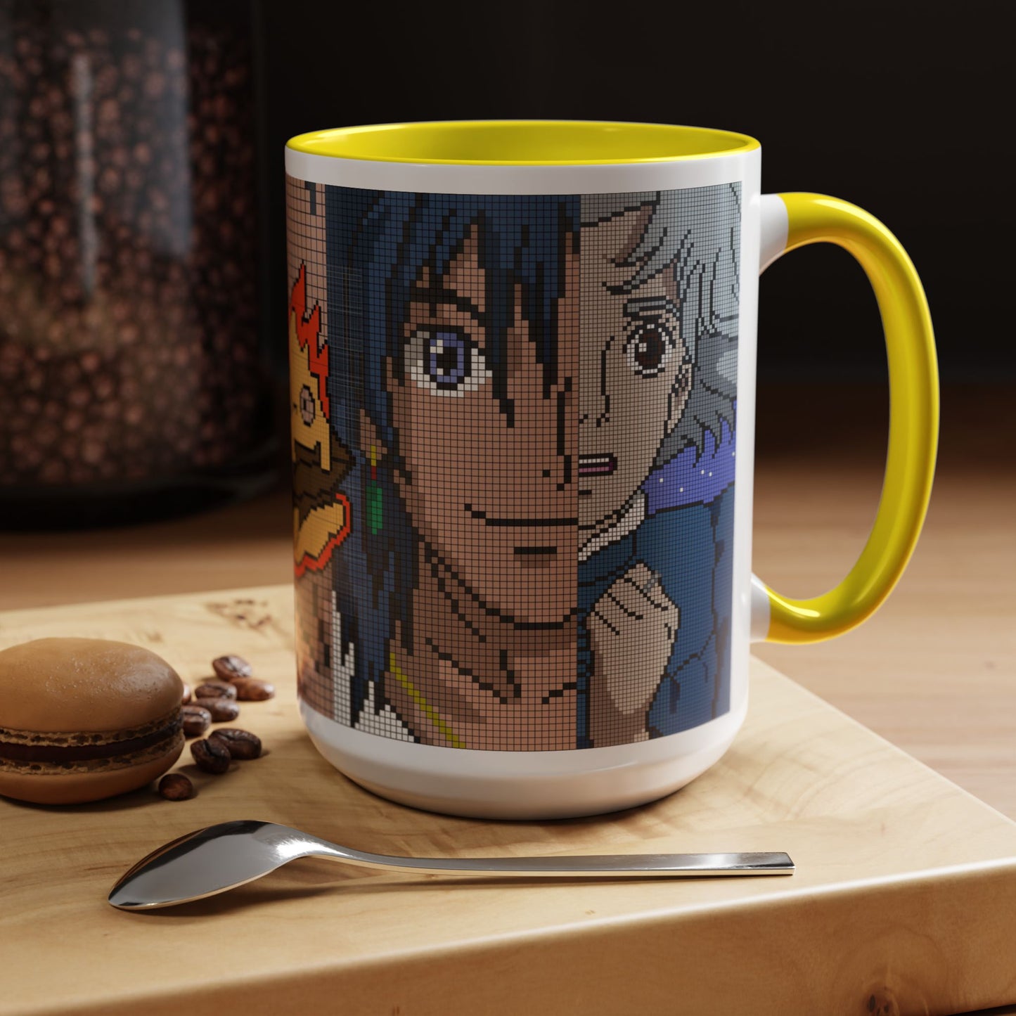 Howl's Moving Castle Pixel Accent Mug – Retro Anime Color Handle Cup 11oz & 15oz – Studio Ghibli Coffee Gift