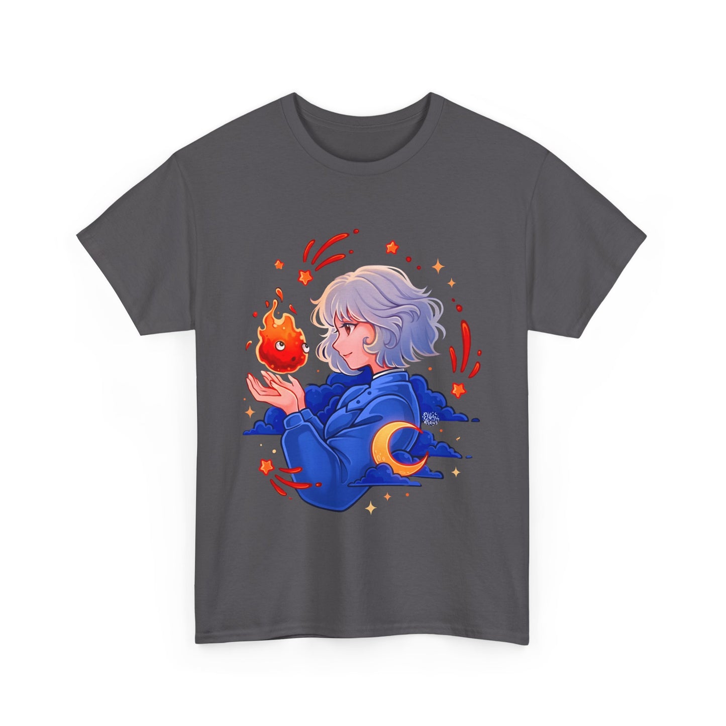 Calcifer and Sophie T-Shirt 100% Cotton Studio Ghibli Fan Tee