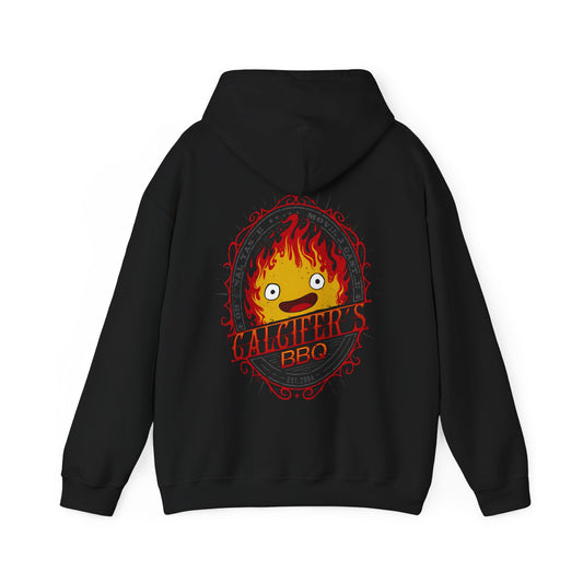 Calcifer BBQ Demon Flame Back Print Hoodie – 100% Cotton Studio Ghibli Fire Demon Hoodie
