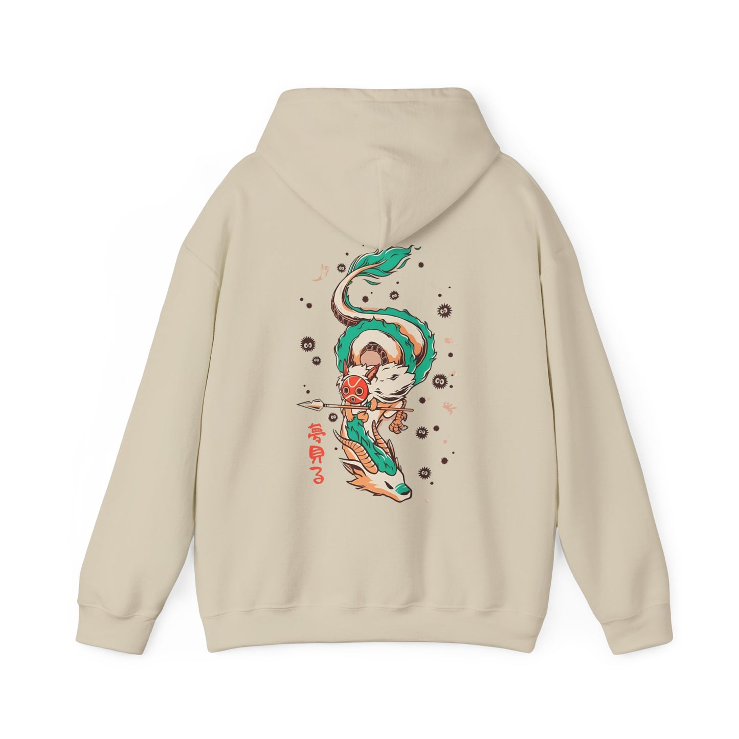 Haku and Princess Mononoke Back Print Hoodie – 100% Cotton Studio Ghibli Anime Sweatshirt