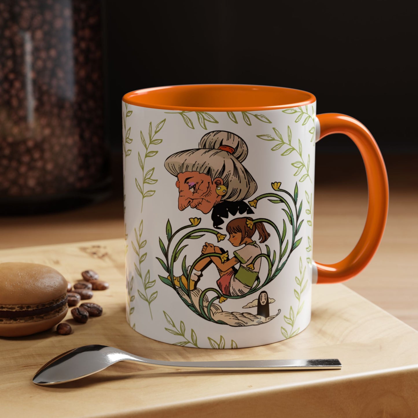 Spirited Away Chihiro Accent Mug – Studio Ghibli Coffee Cup with Colored Handle – 11oz & 15oz Ceramic Anime Gift