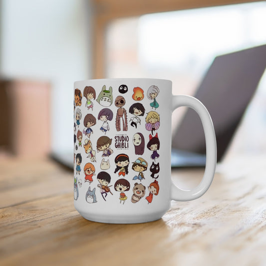 Studio Ghibli Chibi Characters Mug – Cute Anime Coffee Cup – 11oz & 15oz Ceramic Gift for Ghibli Fans