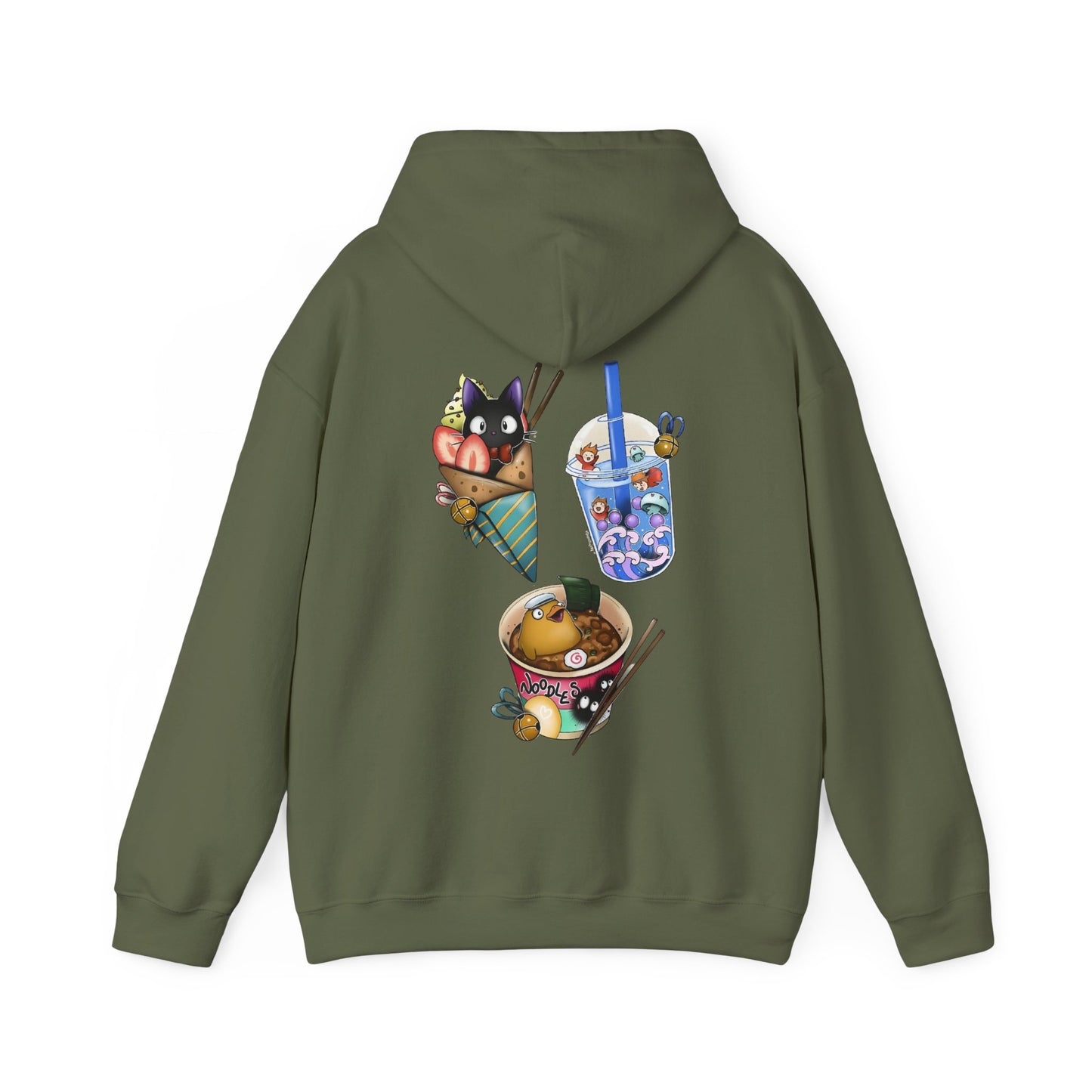 Studio Ghibli Food Back Print Hoodie – 100% Cotton Anime Hoodie with Iconic Ghibli Dishes on the Back