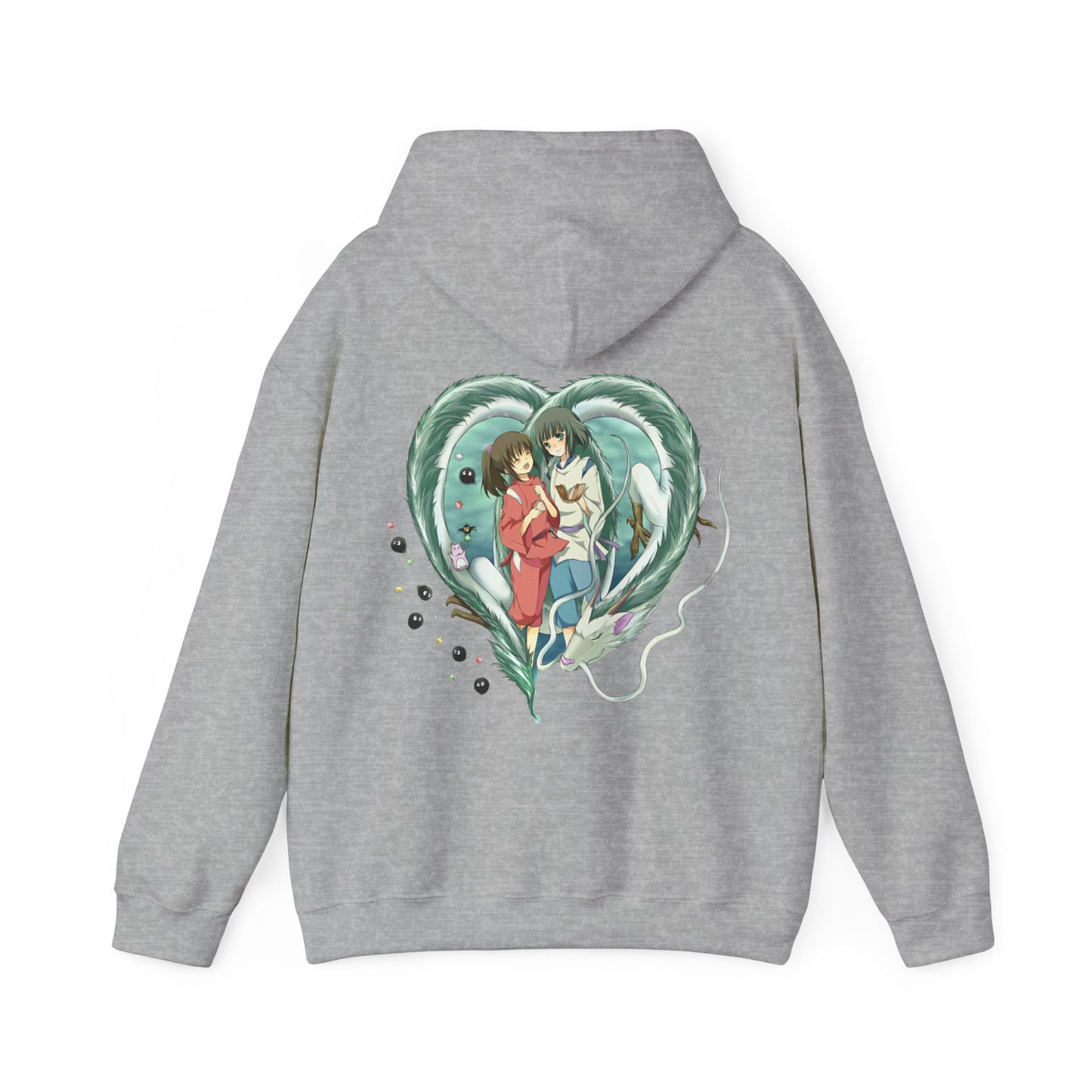 Chihiro and Haku Back Print Hoodie – 100% Cotton Spirited Away Anime Hoodie for Studio Ghibli Fans