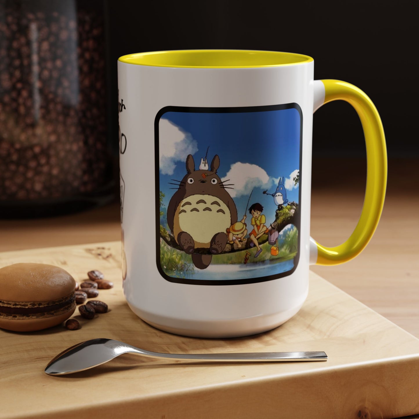 My Neighbor Totoro Accent Mug – Ghibli Collage Color Handle Cup 11oz & 15oz – Cute Anime Coffee Mug Gift