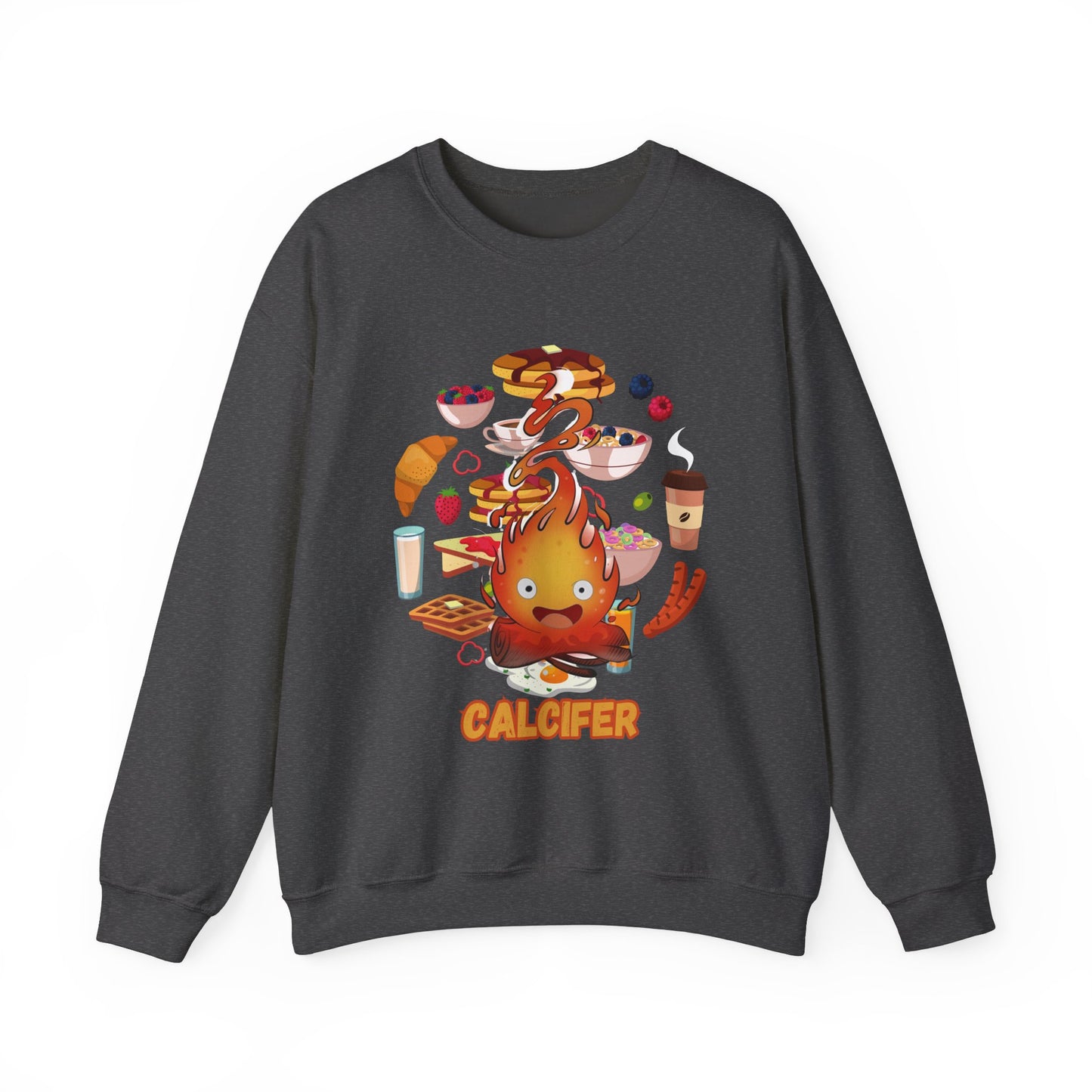 Calcifer Breakfast Demon Sweatshirt – 100% Cotton Cozy Anime Pullover for Ghibli Fans