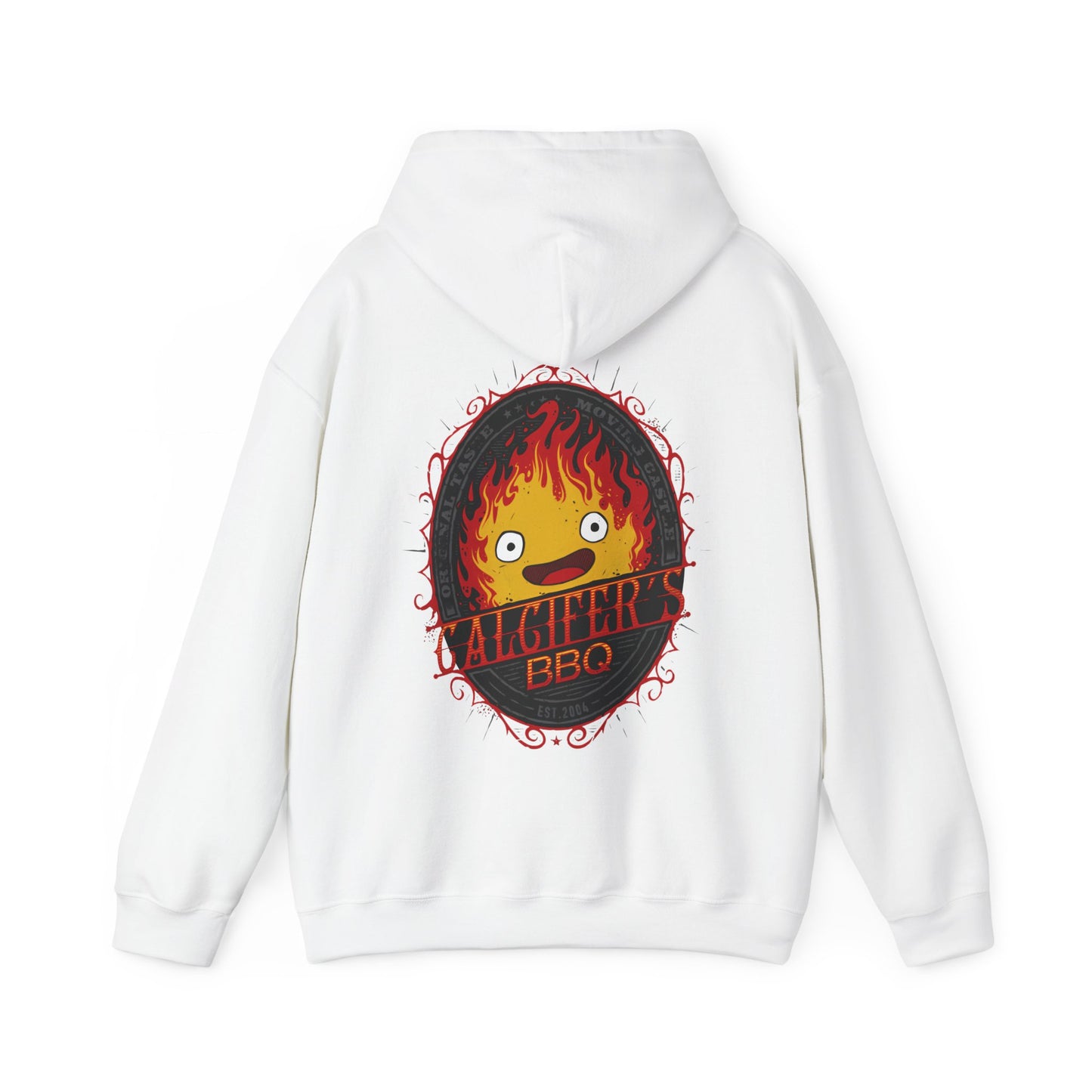 Calcifer BBQ Demon Flame Back Print Hoodie – 100% Cotton Studio Ghibli Fire Demon Hoodie