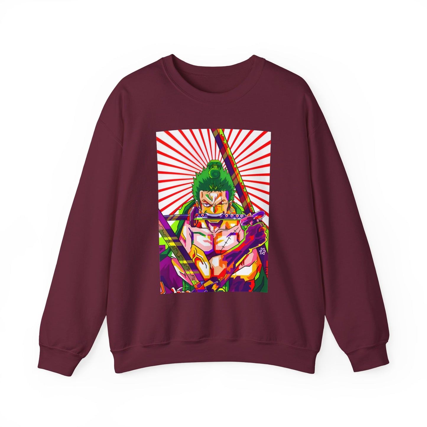 One Piece Zoro Style Sweatshirt – 100% Cotton Anime Pullover for Swordsman Fans