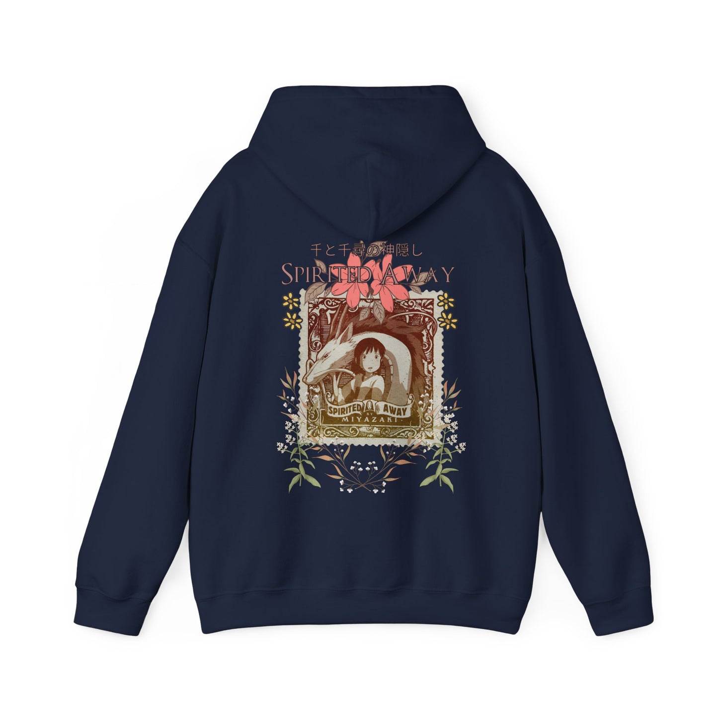 Spirited Away Philately Back Print Hoodie – 100% Cotton Anime Hoodie with Stamp-Inspired Design