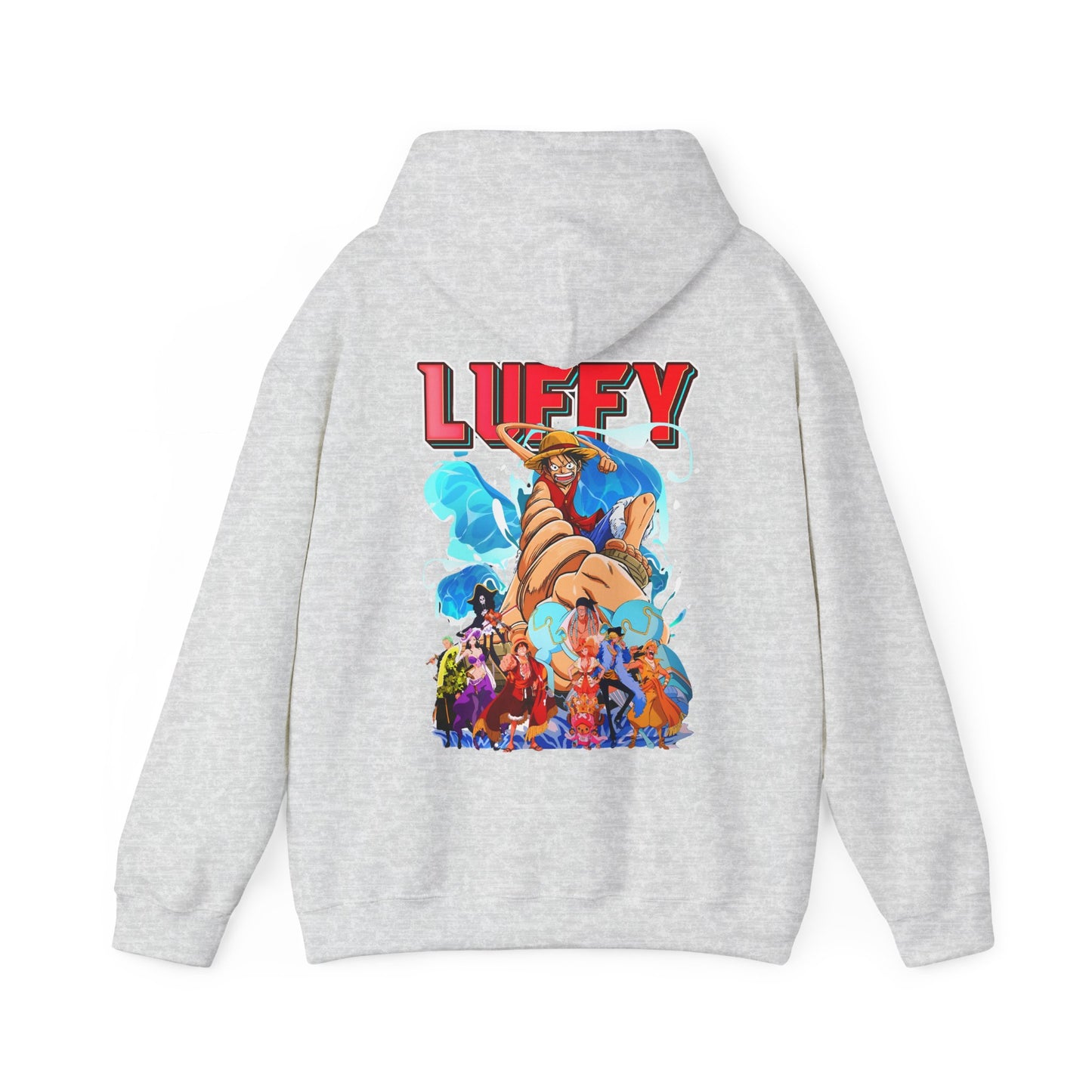 Luffy and Friends One Piece Back Print Hoodie – 100% Cotton Anime Pullover for Fans