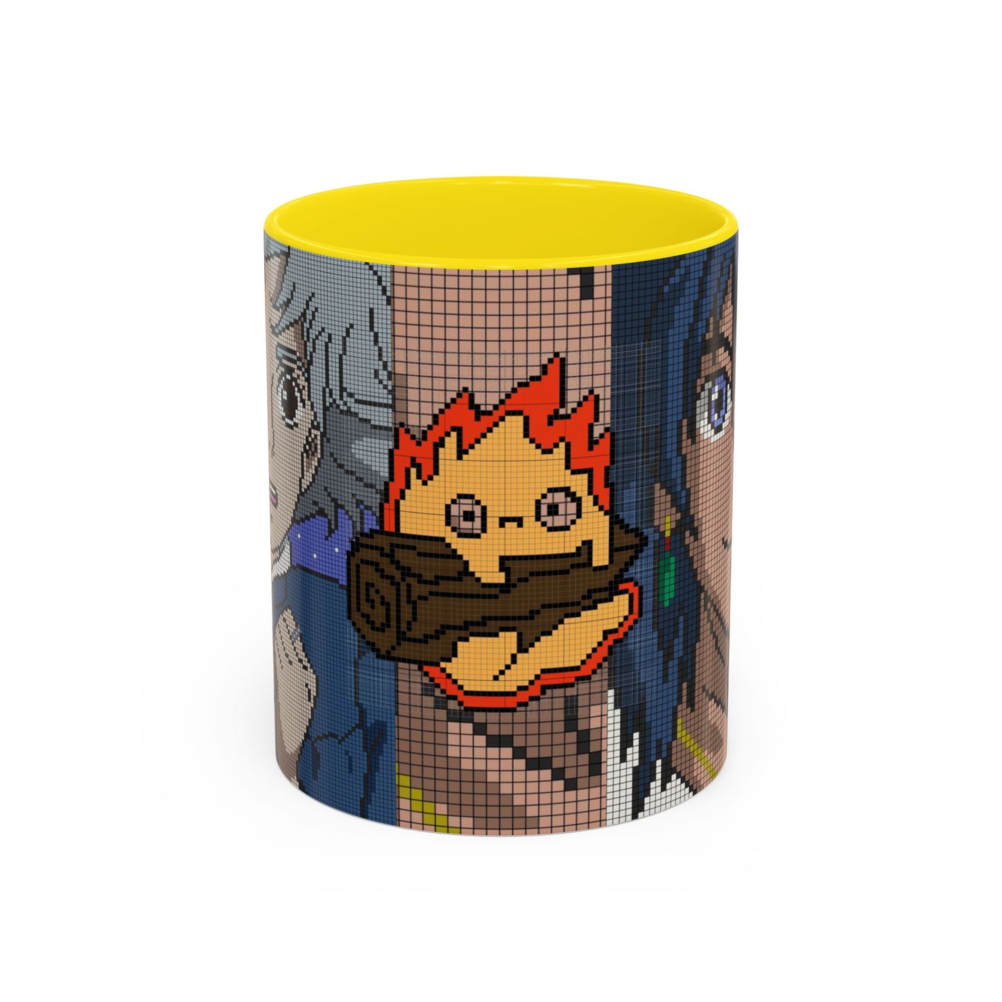 Howl's Moving Castle Pixel Accent Mug – Retro Anime Color Handle Cup 11oz & 15oz – Studio Ghibli Coffee Gift