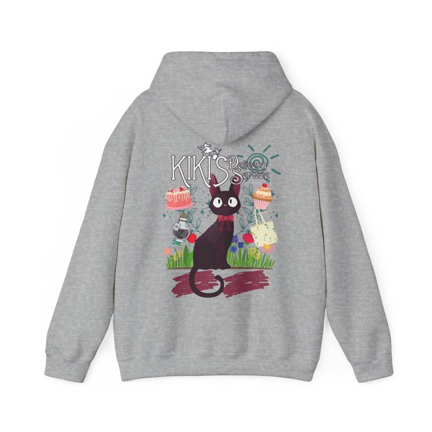 Jiji Collage Back Print Hoodie – 100% Cotton Studio Ghibli Kiki’s Delivery Service Cat Hoodie