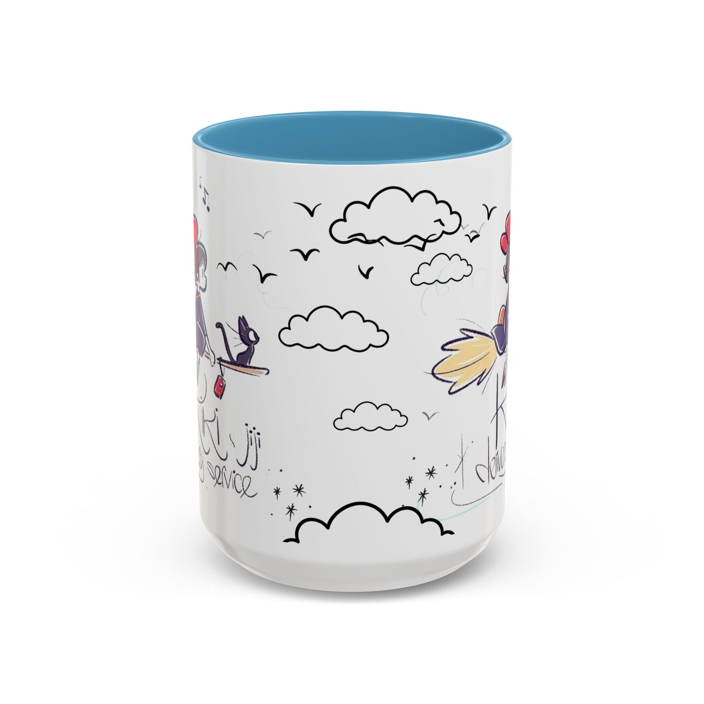 Kiki's Delivery Service Sketch Accent Mug – Studio Ghibli Ceramic Cup – 11oz & 15oz Anime Gift
