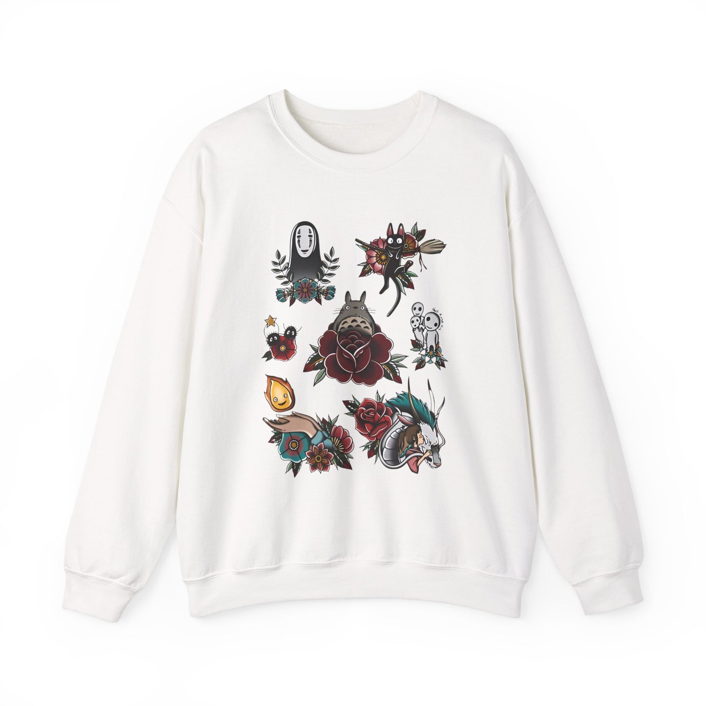 Studio Ghibli Characters Sweatshirt – 100% Cotton Anime Crewneck Featuring Iconic Ghibli Heroes