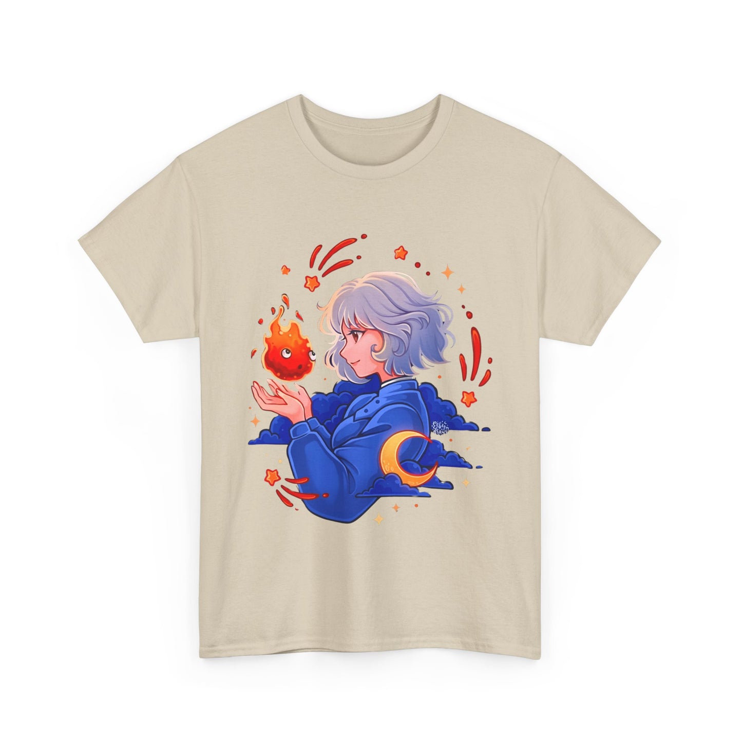 Calcifer and Sophie T-Shirt 100% Cotton Studio Ghibli Fan Tee
