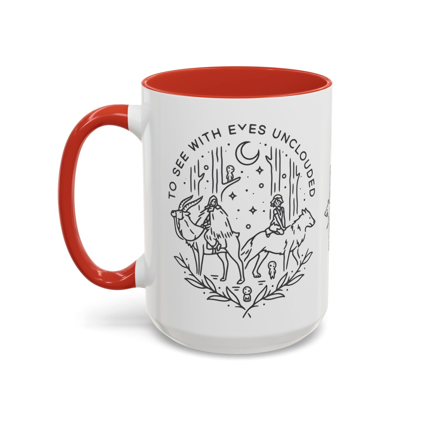 Princess Mononoke Art Accent Mug – Studio Ghibli Coffee Cup with Colored Handle – 11oz & 15oz Ceramic Anime Gift