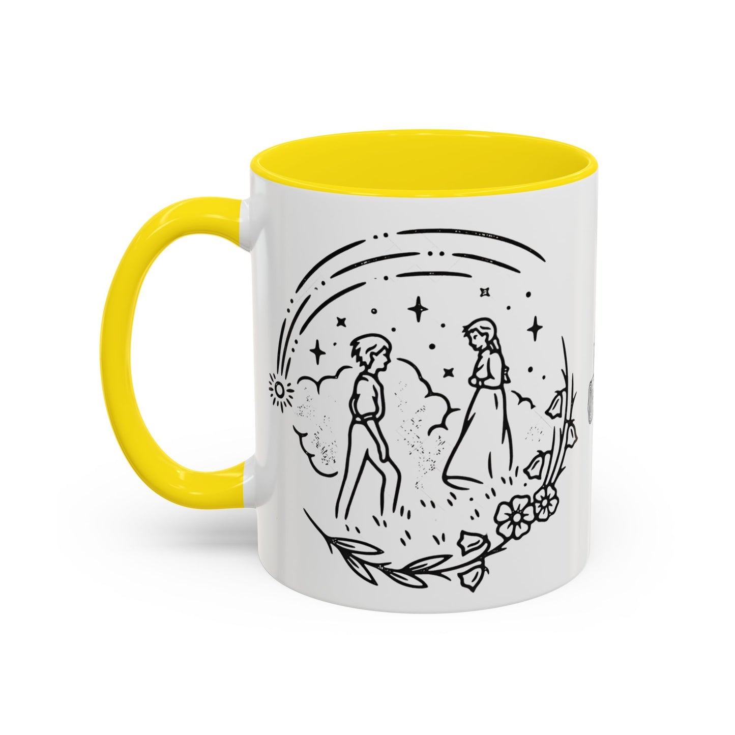 Calcifer Accent Mug – Howl’s Moving Castle Cup with Colored Handle – Studio Ghibli Gift 11oz & 15oz