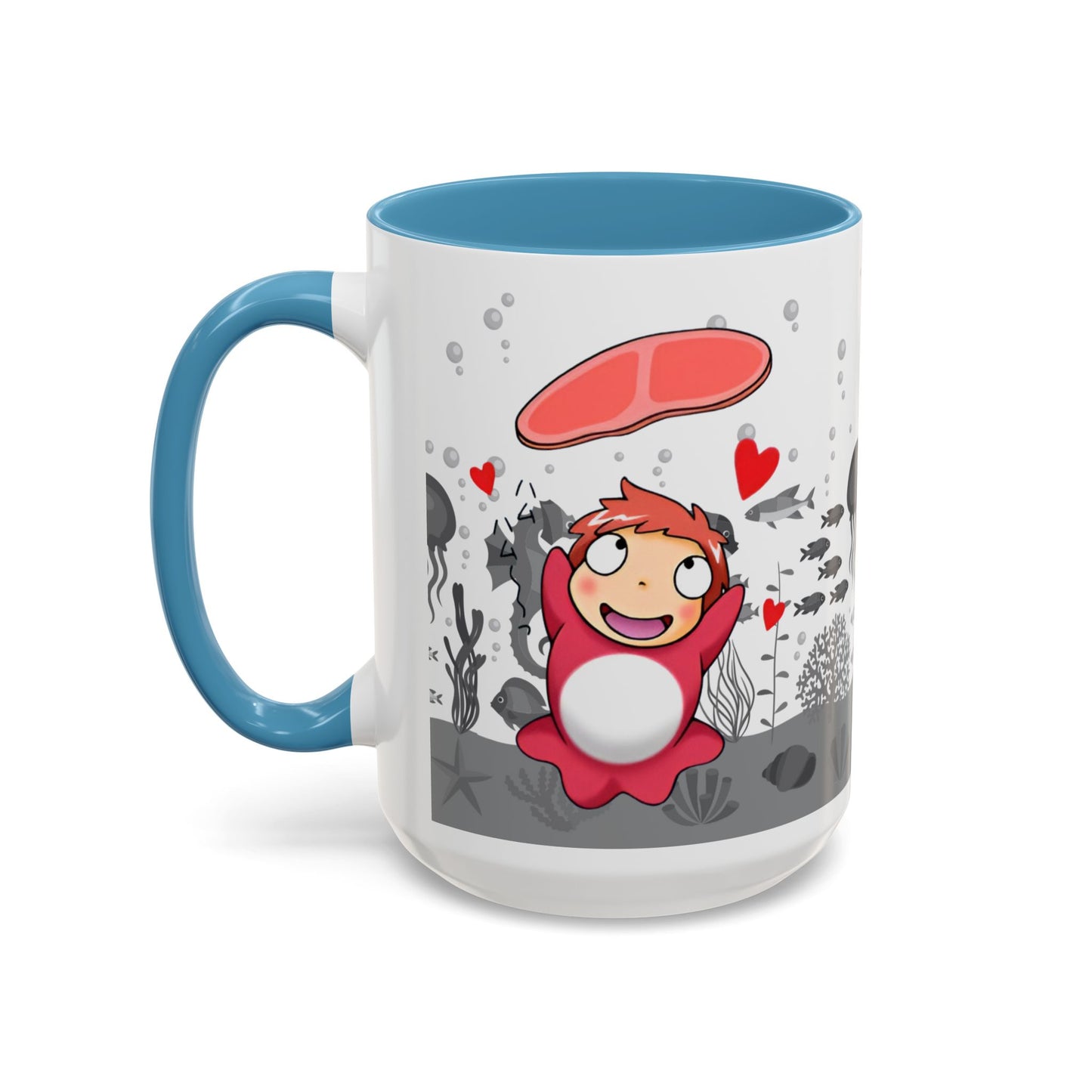Ponyo Ham Accent Handle Mug – Studio Ghibli Coffee Cup – 11oz & 15oz Anime Gift for Fans