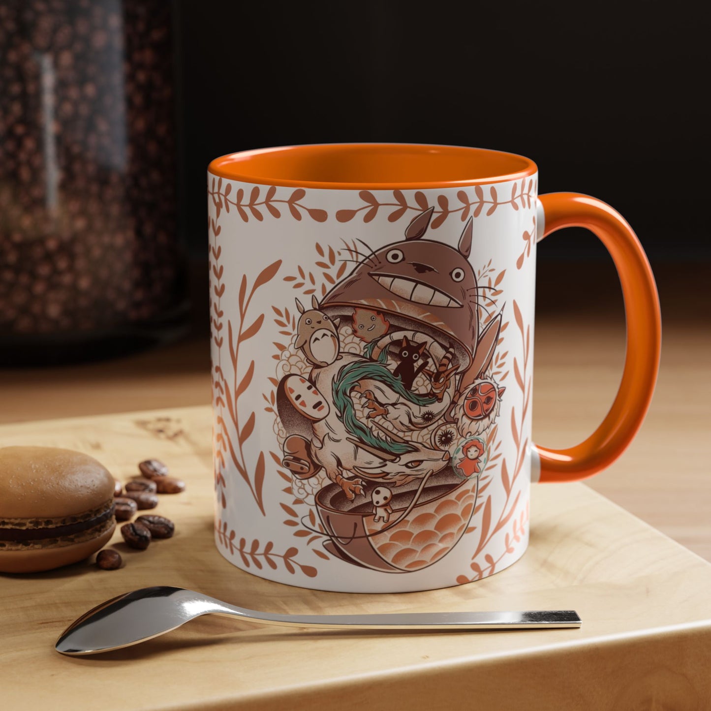 Totoro Matryoshka Accent Mug – 11oz & 15oz Studio Ghibli Inspired Coffee Cup with Color Handle