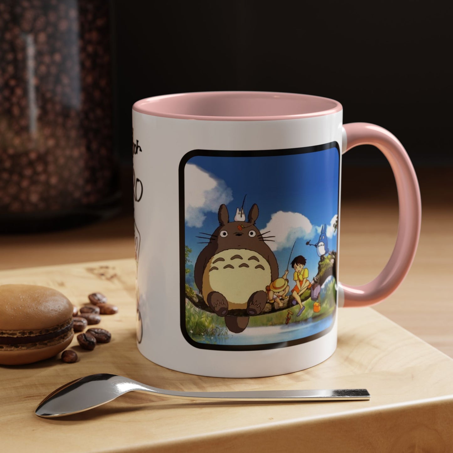 My Neighbor Totoro Accent Mug – Ghibli Collage Color Handle Cup 11oz & 15oz – Cute Anime Coffee Mug Gift