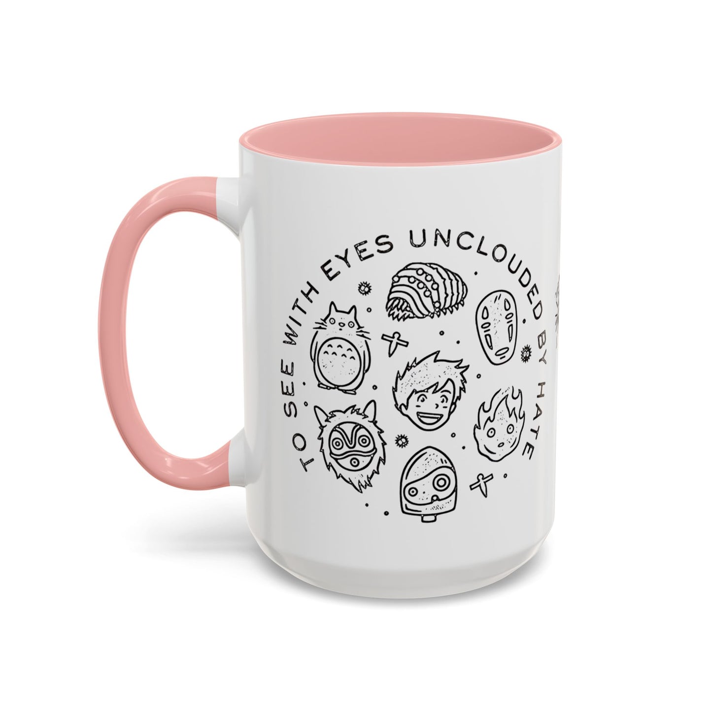Universe Ghibli Accent Mug – Color Handle Anime Coffee Cup – 11oz & 15oz Studio Ghibli Ceramic Mug Gift